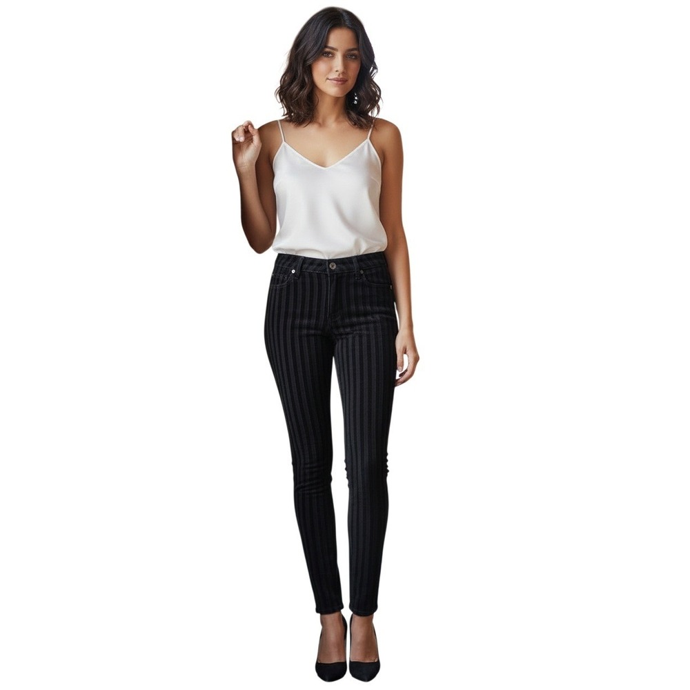 PAIGE Verdugo Ultra Skinny Jeans Navy Blue Stripe Velvet Size 26 RET $215‎